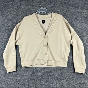 GAP Moonstone Beige Cropped Cardigan Womens Size M